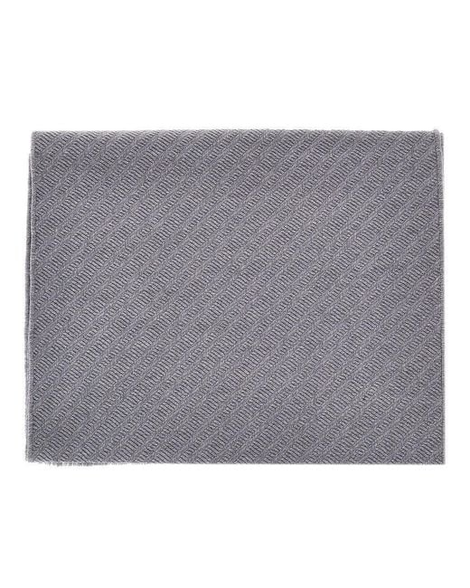 Emporio Armani Gray Jacquard Wool Scarf for men