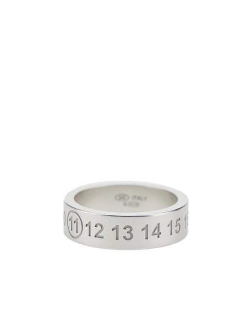 Maison Margiela White Engraved Numeric Logo Ring for men