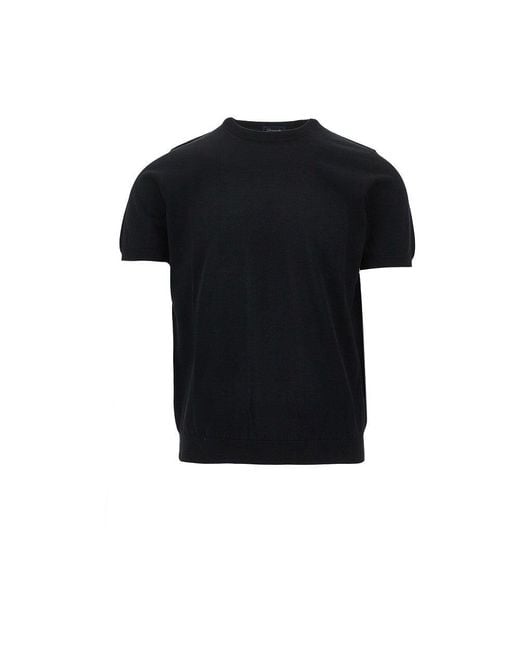 Drumohr Black Short-Sleeved Cotton Sweater for men
