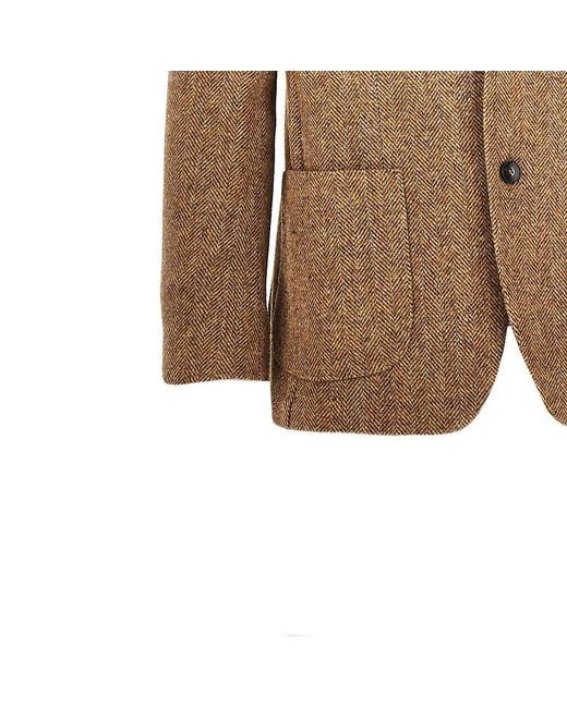 BRERAS Milano Brown 'Venezia' Virgin Wool Single-Breasted Jacket for men
