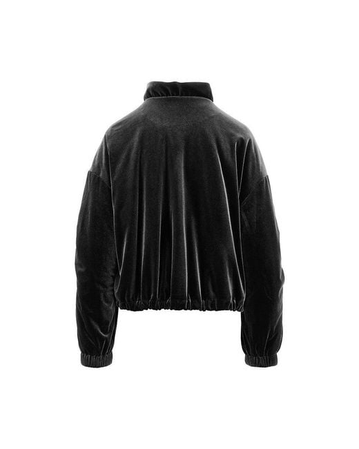 Emporio Armani Black Chenille Blouson Jacket With Gathered Neck for men