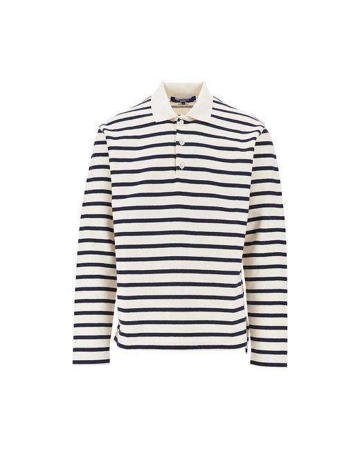Junya Watanabe White Striped Interlock Jersey Polo Shirt for men