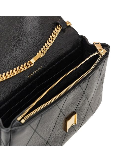 Tory Burch Black Quilted Leather 'Charlie' Bag With Chain