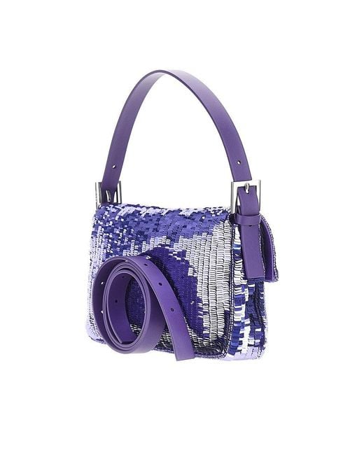 Fendi Blue Sequinned Baguette 26424 Bag