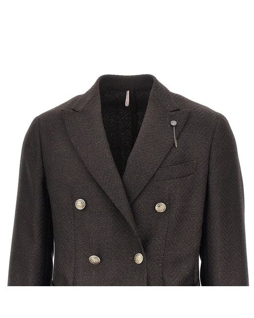 Santaniello Black Mélange Tweed Tailored Jacket for men