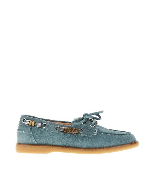 Pinko Blue Suede Leather Boat Shoes