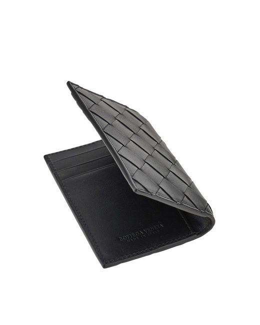Bottega Veneta Black Intrecciato Leather Card Holder for men