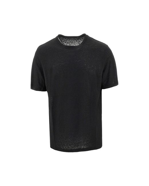 Majestic Filatures Black Linen Jersey T-Shirt for men