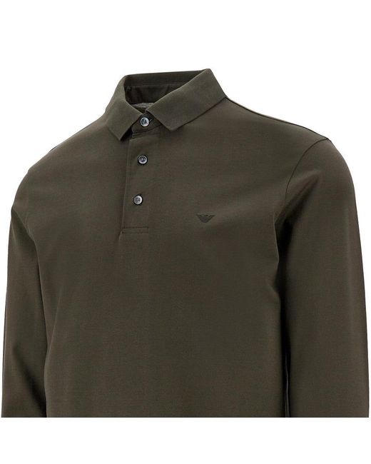 Emporio Armani Green Jersey Polo Shirt With Logo for men