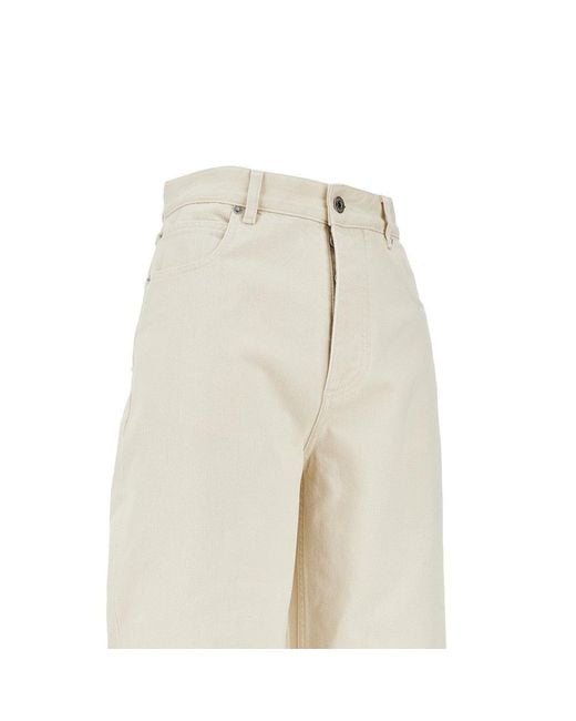 Bottega Veneta White Stone Washed Jeans With Cuffs