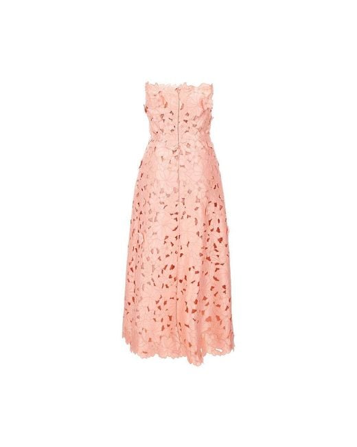 Costarellos Pink 'Norina' Lace Midi Dress