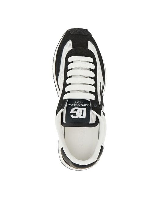 Dolce & Gabbana Black Leather And Mesh 'Dg Cushion' Sneakers for men
