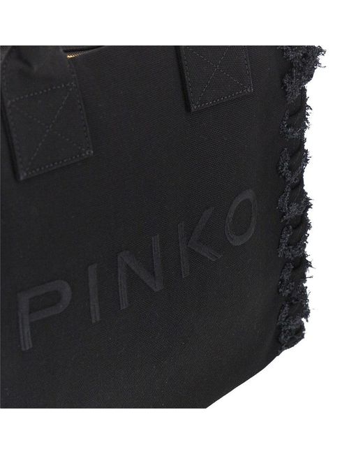 Pinko Black Canvas Medium 'Beach' Shopping Bag