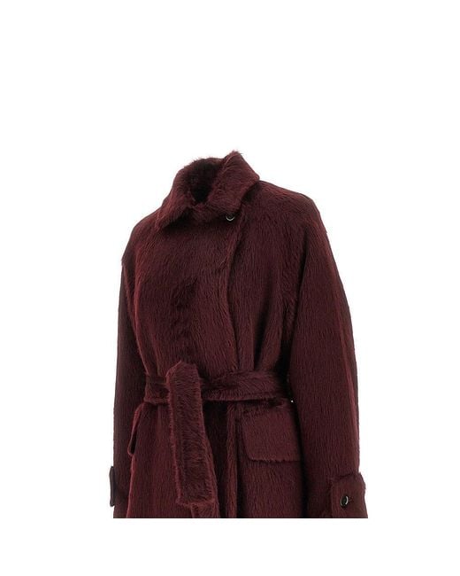 Max Mara Red Alpaca-Blend Oversized Long Coat