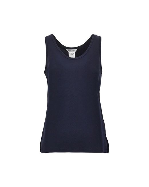 Max Mara Blue Silk Cady Top With Embroidery