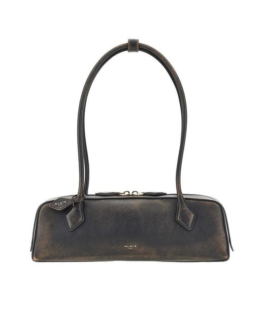 Alaïa Black Vintage Effect Leather Medium 'Le Teckel' Bag