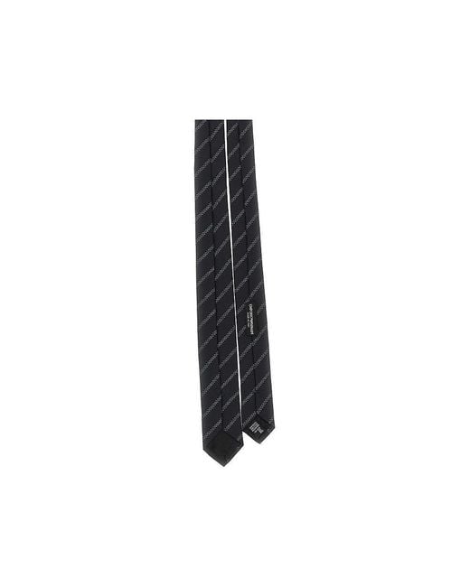 Emporio Armani Black Silk Twill Necktie With Jacquard Motif for men