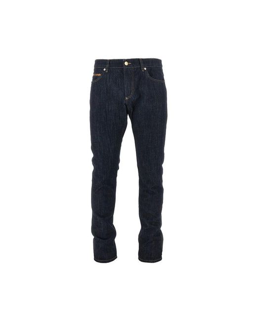 Dolce & Gabbana Blue Regular Fit Jeans With Leather Details for men