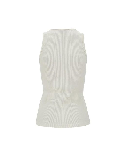 Bottega Veneta Gray Ribbed Cotton Tank Top