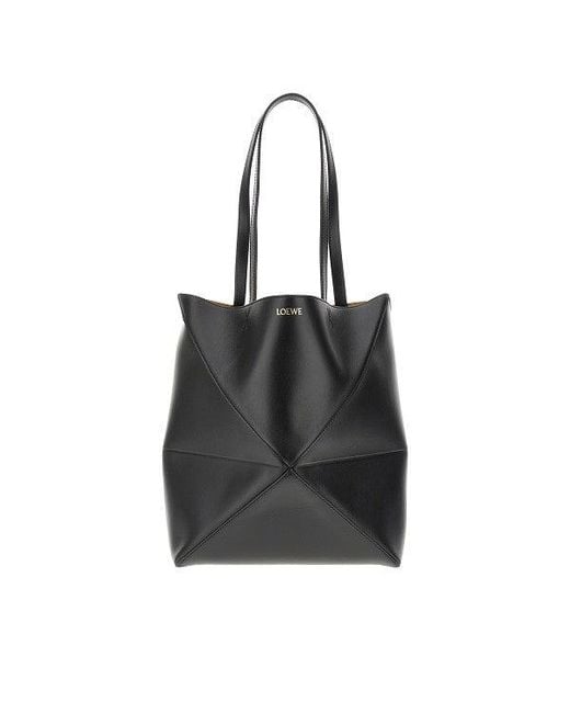 Loewe Black Medium Puzzle Fold Tote Bag