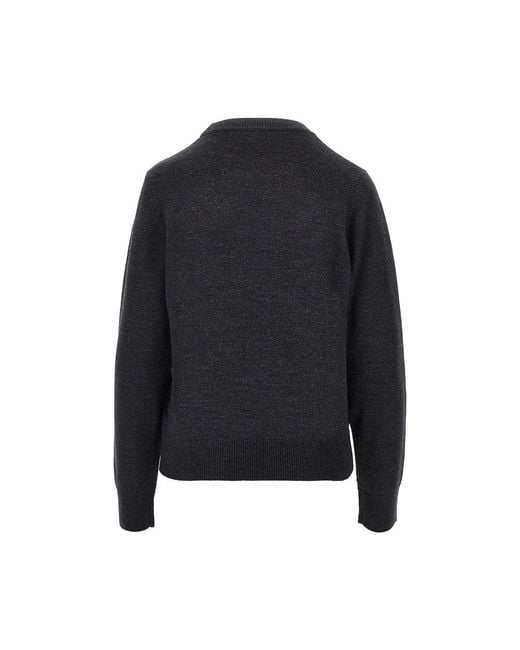 Ganni Black Cotton And Wool-Blend Sweater
