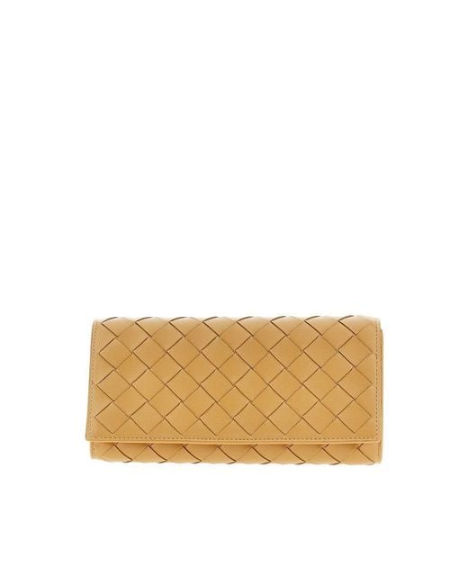 Bottega Veneta Natural Leather Wallet With Intrecciato Motif