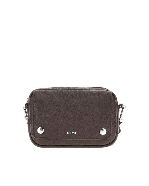 Loewe Brown Leather Small 'Messenger Pebble' Bag for men