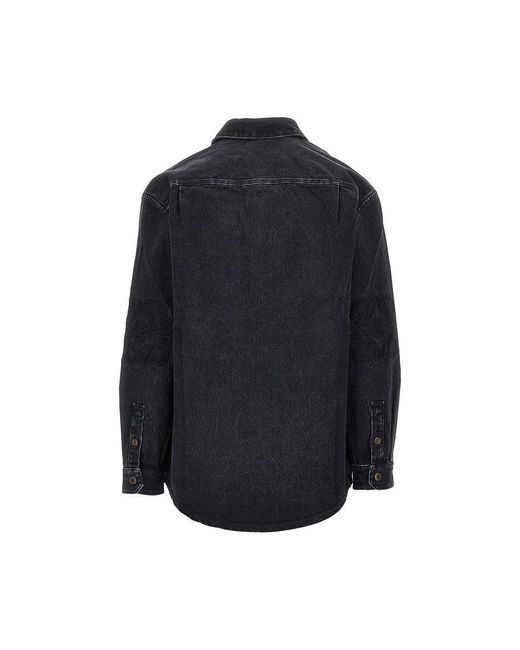 Loewe Blue Denim Overshirt With Anagram Embroidery for men
