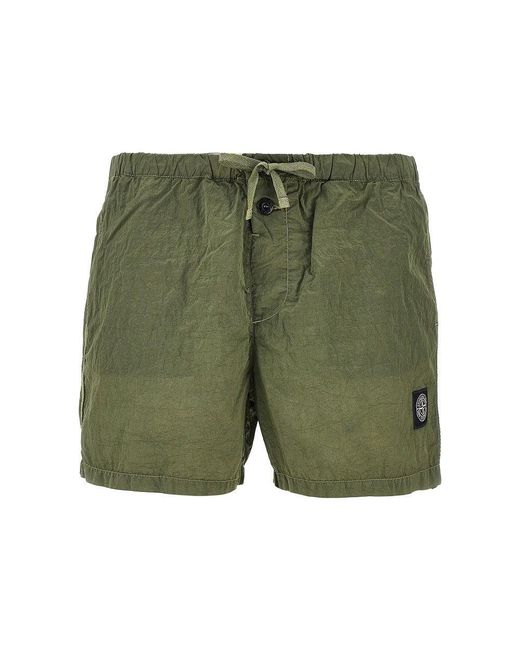 Stone Island Green Metal Econyl Swim Shorts for men