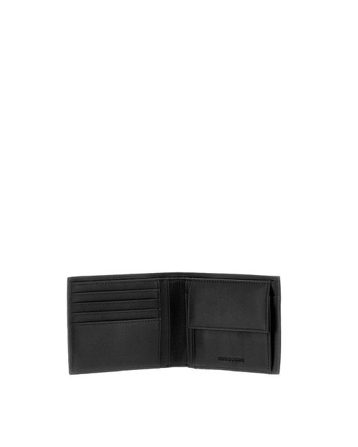 Emporio Armani Black Leather Bi-Fold Wallet for men