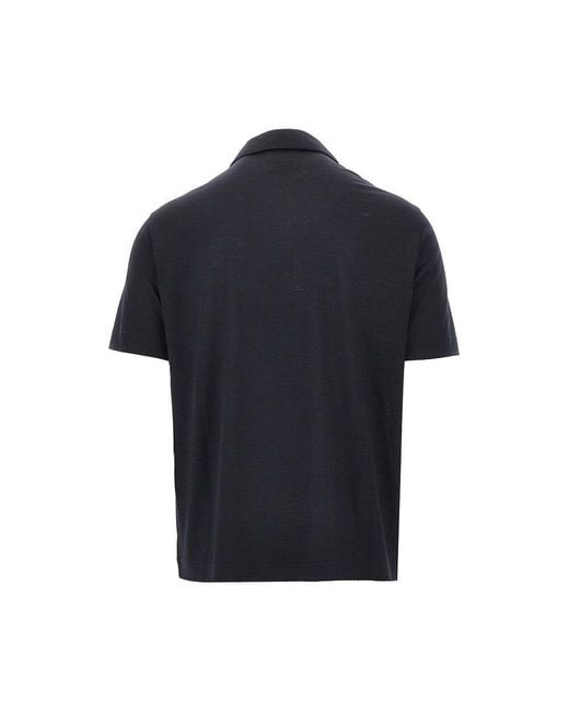 Emporio Armani Blue Wool Jersey Polo Shirt for men