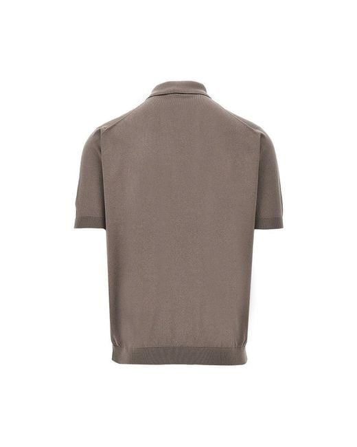 John Smedley Brown Cotton Knit Polo Shirt for men