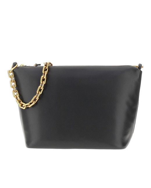 Emporio Armani Black Nappa Leather Medium Hobo Bag With Chain