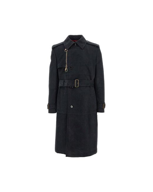 Burberry Black Cotton-Blend Moleskine Long Trench Coat for men