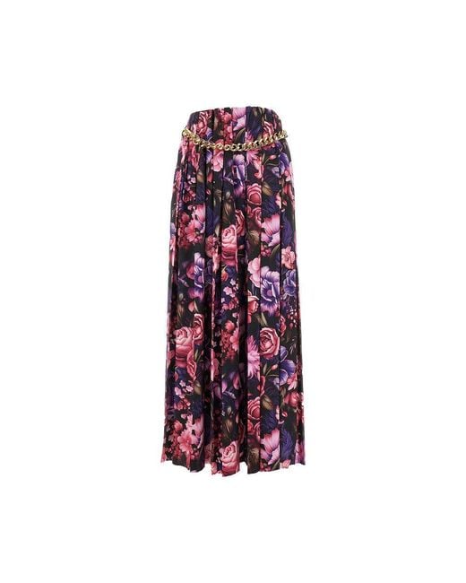 Balenciaga Purple 'Ai Bouquet' Satin Long Skirt