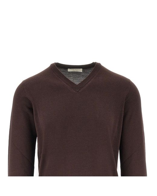 THE PULL Brown Extrafine Merino Wool Sweater for men