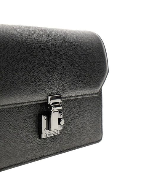 Emporio Armani Black Grained Leather Pouch for men