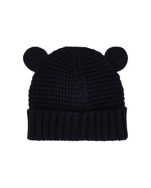 Moncler Black Teddy Bear Ears Wool Beanie Hat Kids