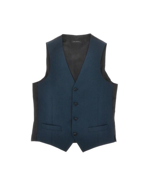 Luigi Bianchi Blue Wool And Mohair Tailored Vest for men
