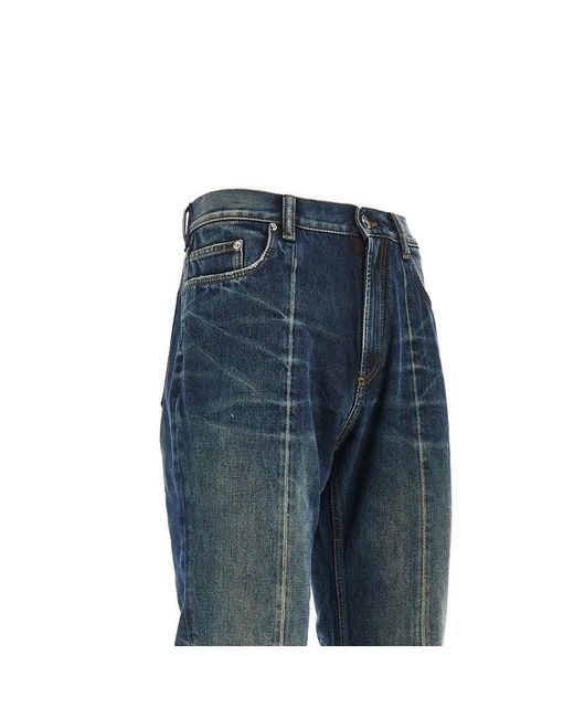 Versace Blue Straight Leg Distressed Jeans for men
