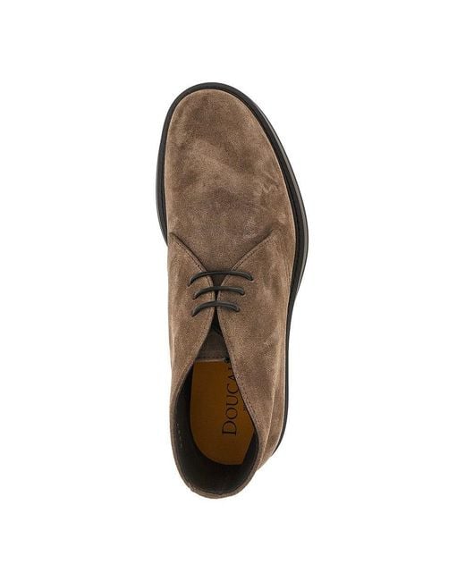 Doucal's Brown Suede Leather Laced Shoes for men