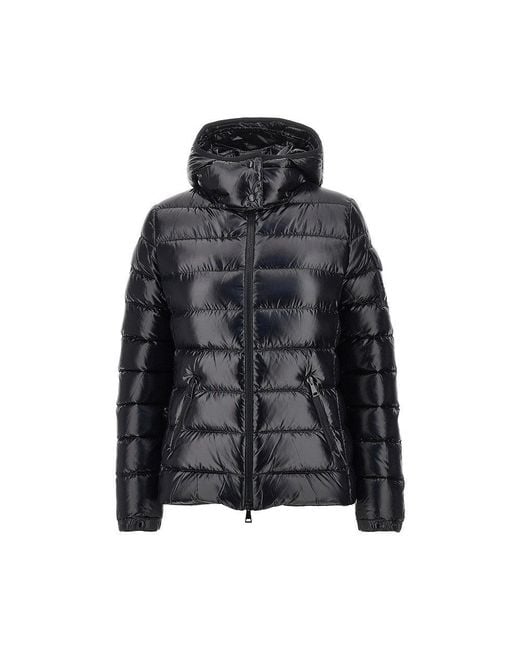 Moncler Black Padded Nylon Downjacket With Logo Patch