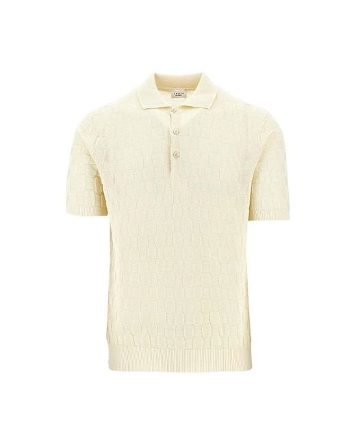GALLIA KNIT Natural Jacquard Cotton Polo Shirt for men