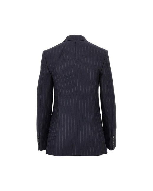 Givenchy Blue Pin-Striped Wool Double-Breasted Jacket