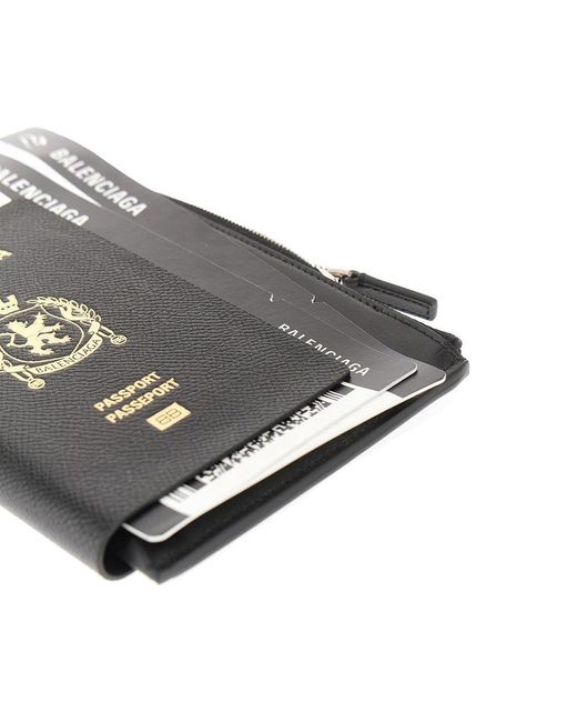 Balenciaga Black 'Passport' Leather Phone Holder Pouch for men
