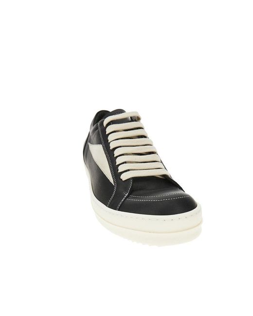 Rick Owens Black Leather Vintage Sneakers for men