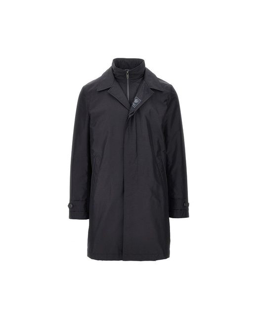 Fay Blue Padded Nylon Double Front Coat for men