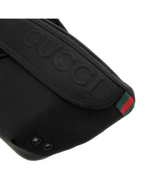 Gucci Black Small Nylon Belt Bag With Embossed Logo for men