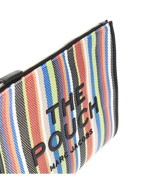 Marc Jacobs Blue Striped Mesh Pouch