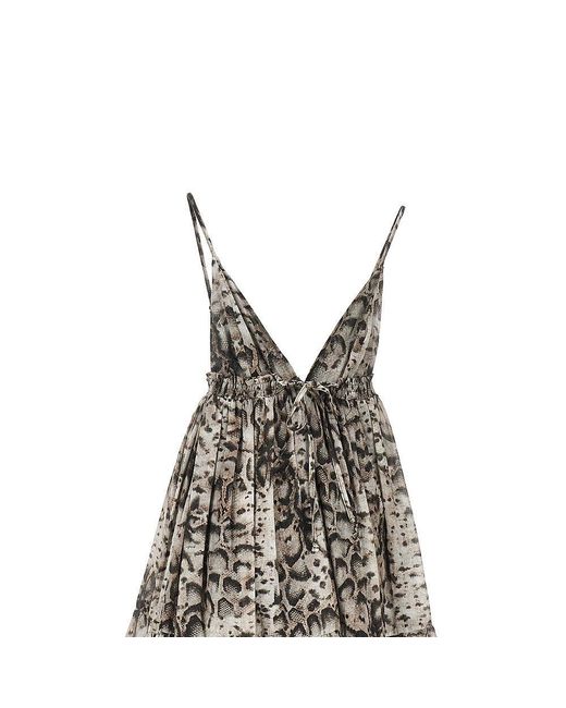 Pinko Black Snake-Print Muslin Mini Dress